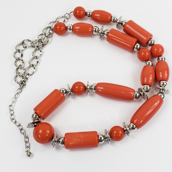 Chunky Necklace Jewelry - Chunky Sweater Necklace Orange Pop Color